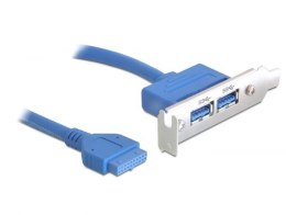 DELOCK GNIAZDO NA ŚLEDZIU 2X USB 3.0 40CM LOW PROFILE 82976