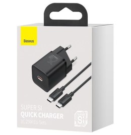 BASEUS ŁADOWARKA SIECIOWA Z KABLEM USB-C DO USB-C TZCCSUP-L01 SUPER SI 1C 25W CZARNA