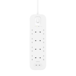 Listwa zasilająca Belkin Power Surge 8-PORT + 2xUSB-C 30W 900J 2m White