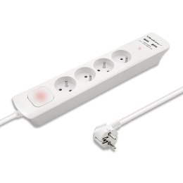 QOLTEC LISTWA ZASILAJĄCA ANTYPRZEPIĘCIOWA | 4 GNIAZDA | 2 X USB | 1.8M | BIAŁA