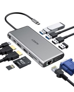 AUKEY HUB USB C CB-C78 12W1 RJ45 HDMI 4K PD 100W