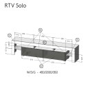 Szafka RTV SOLO 200x45x36 czarny/biały połysk