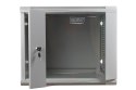 Szafa sieciowa wisząca 19" 9U rack 600x450, drzwi szyba, szary, niedzielona, niezłożona, 60kg