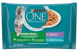 PURINA One Indoor Tuńczyk, Cielęcina - mokra karma dla kota - 4x85 g