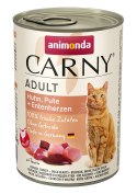 ANIMONDA Carny Adult kurczak, indyk, kacze serca - mokra karma dla kota - 400g