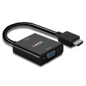 Lindy 38291 adapter kablowy 0,1 m HDMI Typu A (Standard) VGA (D-Sub) Czarny