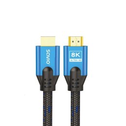 Kabel HDMI (M) v2.1, 5m, 8K, miedź, niebiesko-czarny, złote końcówki, SAVIO CL-169