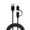 Kabel SAVIO CL-128 (Micro USB typu B, USB typu C - USB 2.0 typu A ; 1m; kolor czarny)