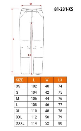 NEO tools 81-231-XS spodnie ochronne