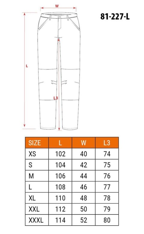 Spodnie robocze PREMIUM, 100% bawełna, ripstop, rozmiar L