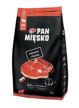 PAN MIĘSKO Wołowina z koziną (dorosły) chrupki M - Karma sucha dla psa - 20kg