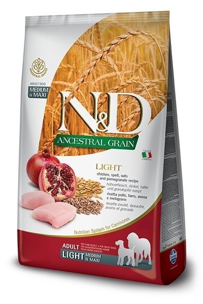 FARMINA N&D Ancestral Grain Chicken & Pomegranate Light Medium & Maxi - sucha karma dla psa - 12kg