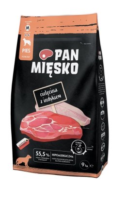 PAN MIĘSKO Cielęcina z indykiem (dorosły) chrupki M - Karma sucha dla psa - 9kg