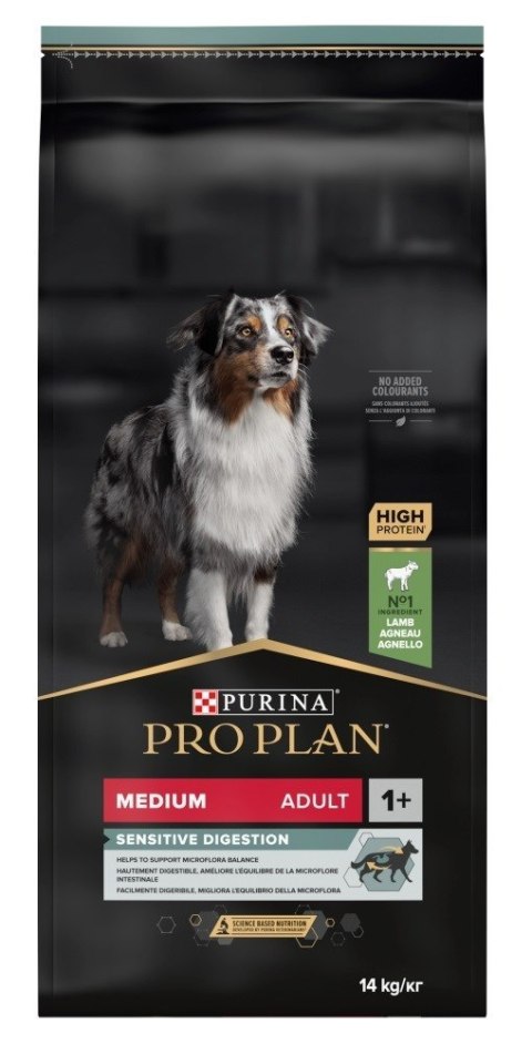 PURINA Pro Plan Adult Medium Sensitive Digestion bogata w jagnięcinę - sucha karma dla psa - 14 kg