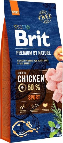 BRIT PREMIUM BY NATURE Sport - sucha karma dla psów dorosłych o zwiększonym zapotrzebowaniu na energię - 15 kg