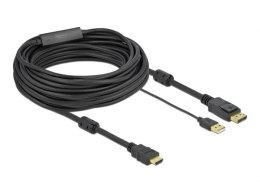 DELOCK KABEL HDMI -> DISPLAYPORT M/M 4K 10M ZASILANY USB CZARNY 85968