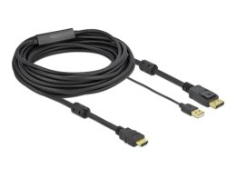 DELOCK KABEL HDMI -> DISPLAYPORT M/M 4K 7M ZASILANY USB CZARNY 85967