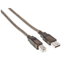 Manhattan 510424 kabel USB USB 2.0 11 m USB A USB B Srebrny